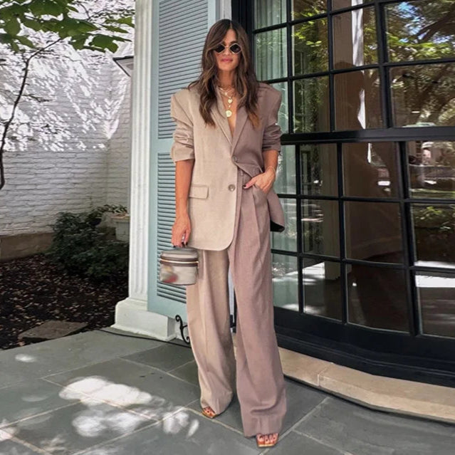 Fashion Patchwork Long Pants Sets For Women Long Sleeve Blazer Coats Straight Trousers 2 Pieces Suits Chic Lady Commute Outfits