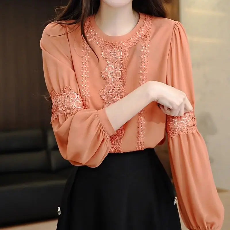 French Heavy Industry Unique 2025 New Women's Chiffon Shirt