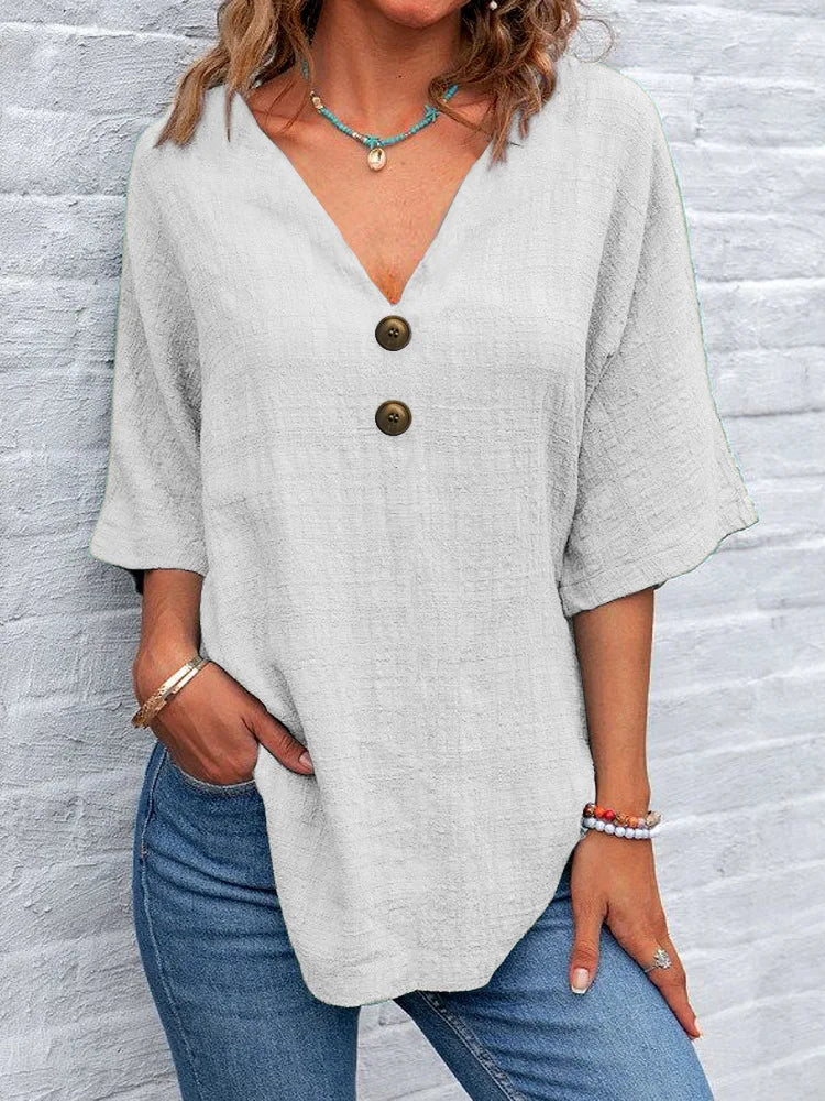 Blusa Femenina Elegante con Botones