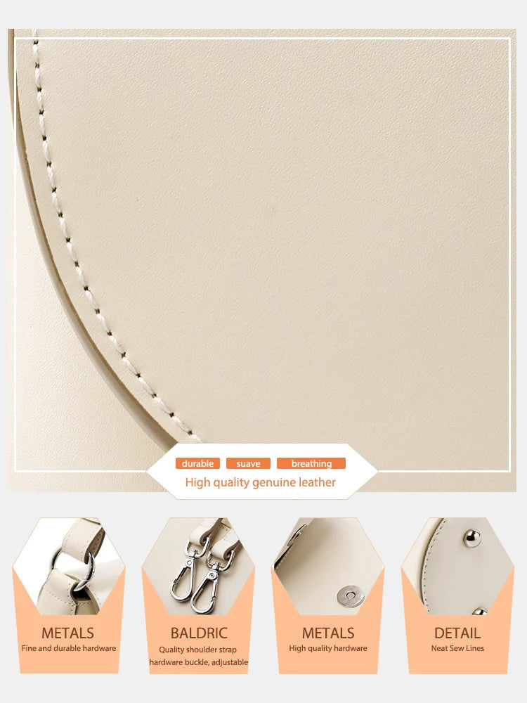 Zency 2025 Trendy Elegant Handbag Genuine Leather Shoulder Cross body French Style Girls Small Phone Bag With Card Slot