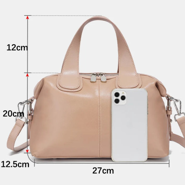 Zency Simple Solid Color Real Cowhide Shoulder Crossbody Bags Genuine Leather Women Handbag Casual Tote Vintage Coffee Bag 2025