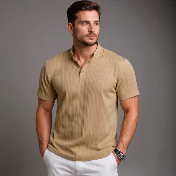 Men's Retro Stand Collar Shirt – Effortlessly Stylish