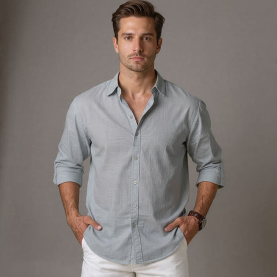 Men's Casual Linen Henley Shirt - Lightweight Elegance