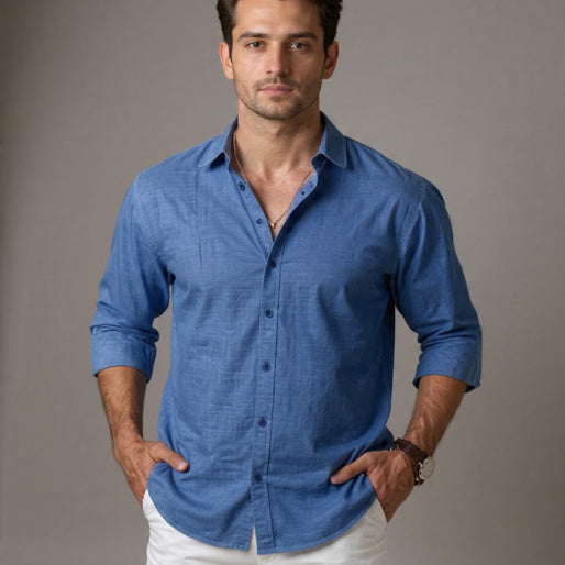 Men's Casual Linen Henley Shirt - Lightweight Elegance